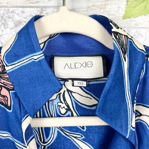 ALEXIS Blue Floral Long Sleeve Button Down Blouse - Picture 8 of 13